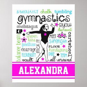 Gymnastik Typografie mit Monogramm Poster
