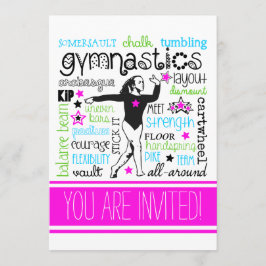 Gymnastik Typografie-Party Einladung