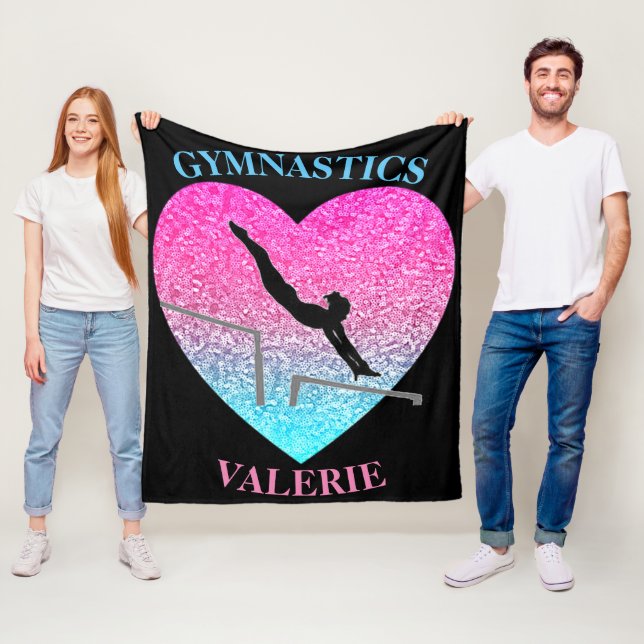 Gymnastik Uneven Bars Fleece Blanken mit Name (Beispiel)