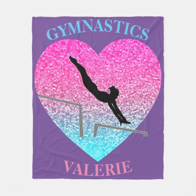 Gymnastik Uneven Bars Fleece Blanken mit Name (Vorderseite)