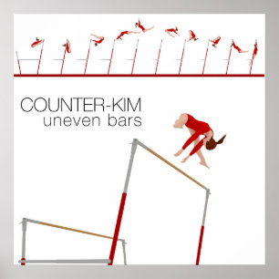 Gymnastik - ungleiche Bar Fertigkeit Poster