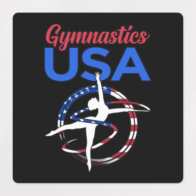 Gymnastik USA Flag Gymnast Gymnastik Sporthalle Etiketten (Design 1)