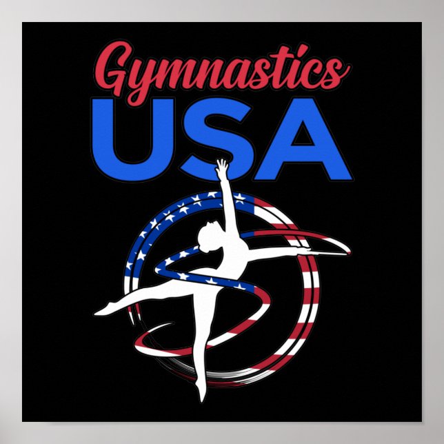 Gymnastik USA Flag Gymnast Gymnastik Sporthalle Poster (Vorne)