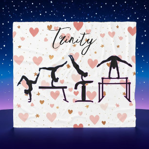 Gymnastik Valentine Pink Hearts Personalisiert Fleecedecke