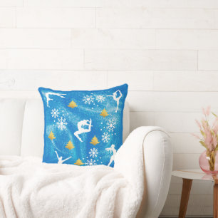 Gymnastik Weihnachten Blaues Sparkle Weiße Muster Kissen