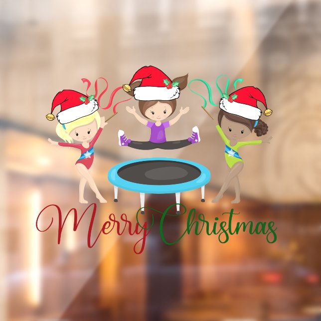 Gymnastik Weihnachten Niedlich Gymnast Girls Fensteraufkleber (Blatt 2)