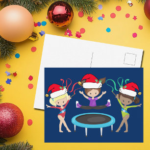 Gymnastik Weihnachten Niedlich Gymnast Girls Holid Postkarte