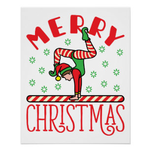 Gymnastik Weihnachts-Elf auf Beam Poster