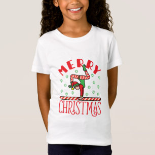 Gymnastik Weihnachts-Elf auf Beam T-Shirt
