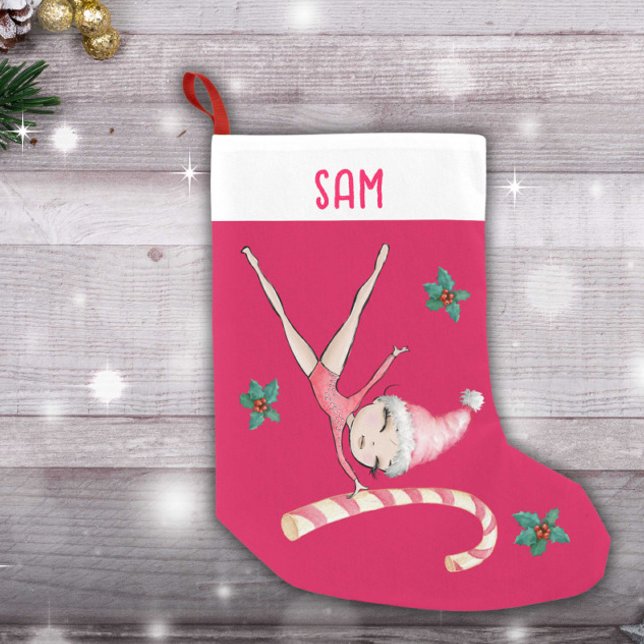 Gymnastik Weihnachts-Strümpfe | Gymnast Girl Pink Kleiner Weihnachtsstrumpf (Von Creator hochgeladen)