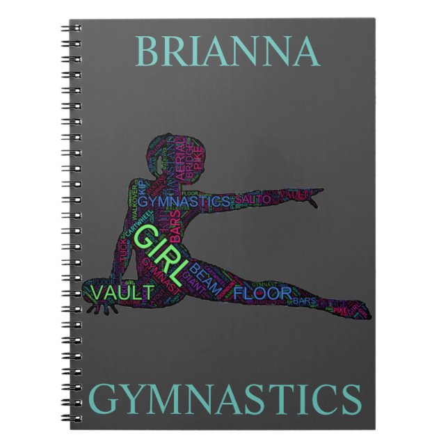 Gymnastik Word Art Spiral Notebook Notizblock (Vorderseite)