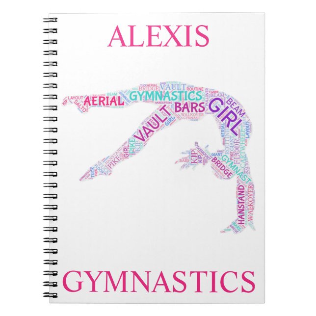 Gymnastik Word Art Spiral Notebook Notizblock (Vorderseite)