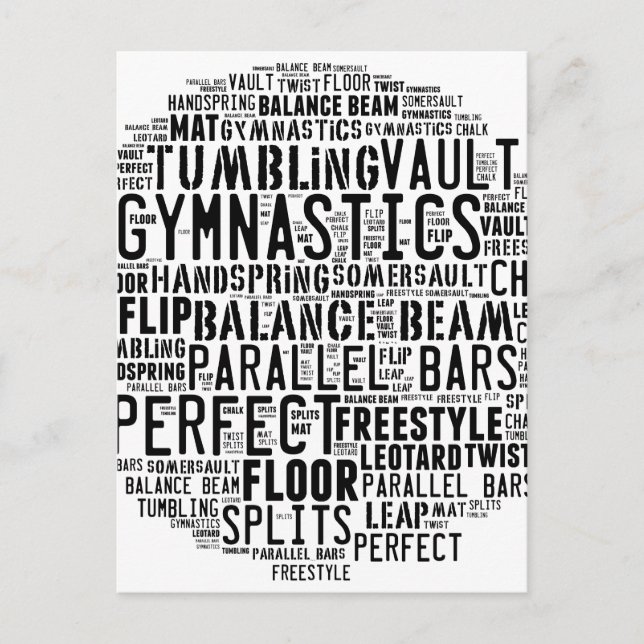 Gymnastik Word Cloud Postkarte (Vorderseite)