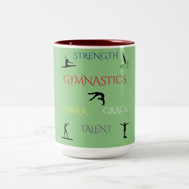GYMNASTIK ZWEI TONNEN TASSE IN SAGE/MAROON. (Mittel)