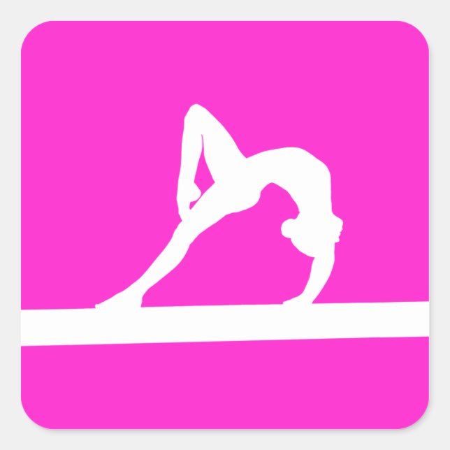 Gymnastikaufkleber für die Silhouette Rosa Quadratischer Aufkleber (Vorderseite)