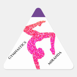 Gymnastikaufkleber für Girl's personalisiert. Dreieckiger Aufkleber