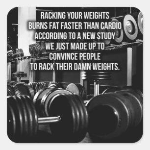 Gymnastikaufkleber - Gewicht ablegen! Quadratischer Aufkleber