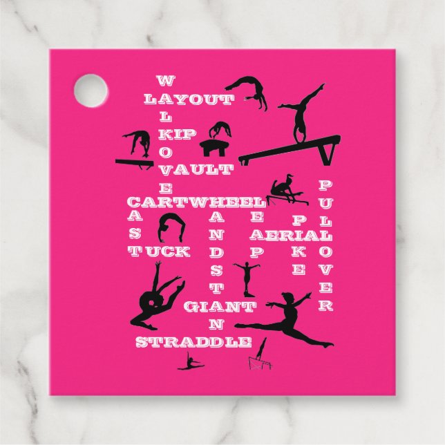Gymnastikfähigkeiten Crossword Custom Pink Bevorzu Geschenkanhänger (Vorderseite)