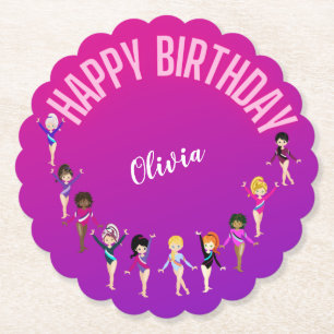 Gymnastikfreunde "Happy Birthday" Pink Lila Untersetzer