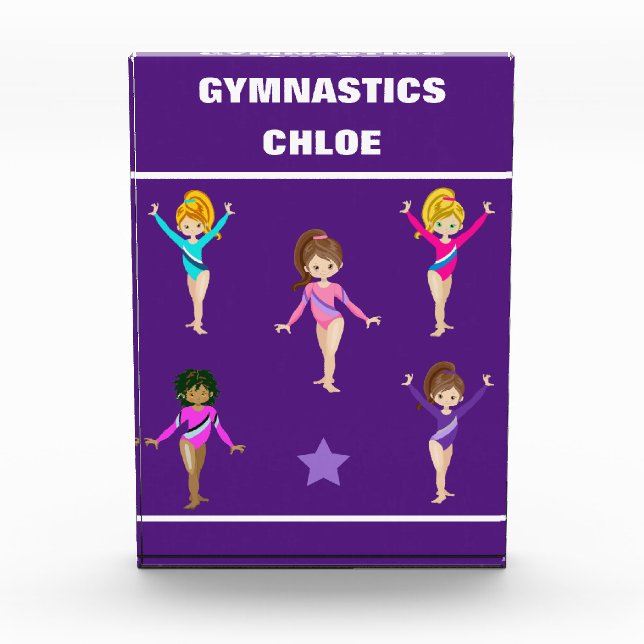 GYMNASTIKGESCHENKE MIT 5 GYMNASTEN PERSONALISIERT FOTOBLOCK (Vorderseite)