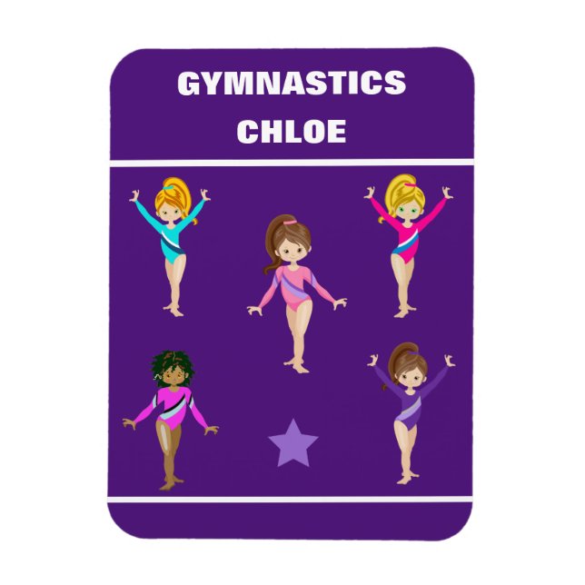 GYMNASTIKGESCHENKE MIT 5 GYMNASTEN PERSONALISIERT MAGNET (Vertikal)