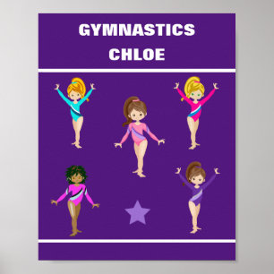 GYMNASTIKGESCHENKE MIT 5 GYMNASTEN PERSONALISIERT POSTER