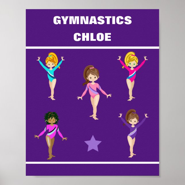 GYMNASTIKGESCHENKE MIT 5 GYMNASTEN PERSONALISIERT POSTER (Vorne)