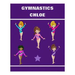 GYMNASTIKGESCHENKE MIT 5 GYMNASTEN PERSONALISIERT POSTER