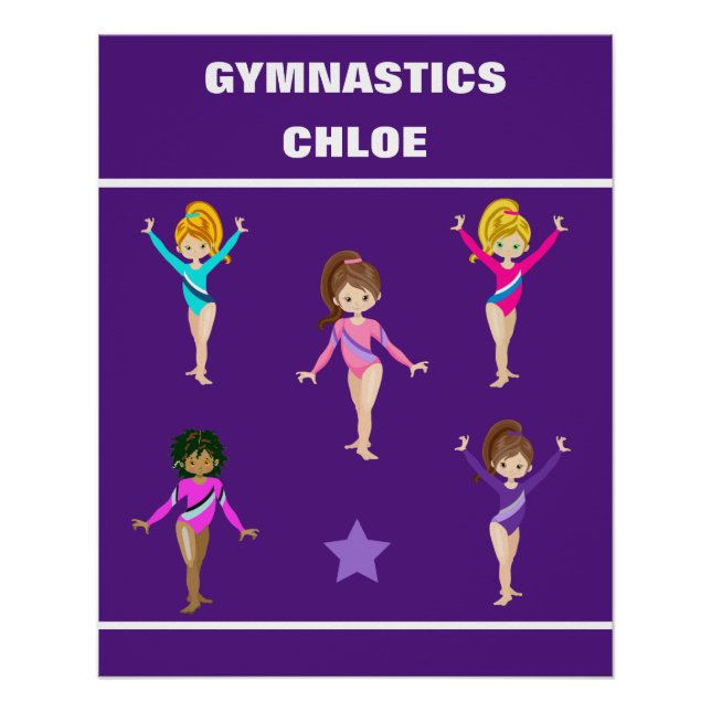 GYMNASTIKGESCHENKE MIT 5 GYMNASTEN PERSONALISIERT POSTER (Vorderseite)