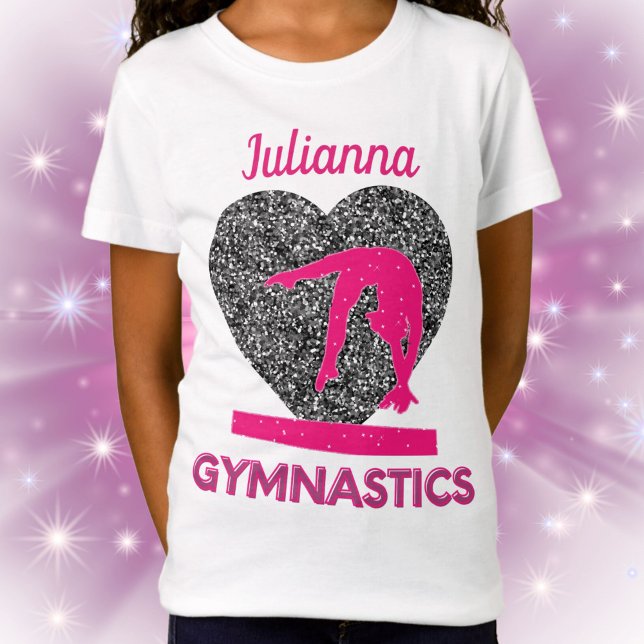 Gymnastikkönigin des T - Shirt Beam and Hearts (Gymnastics Queen of the Beam and Hearts T-Shirt)