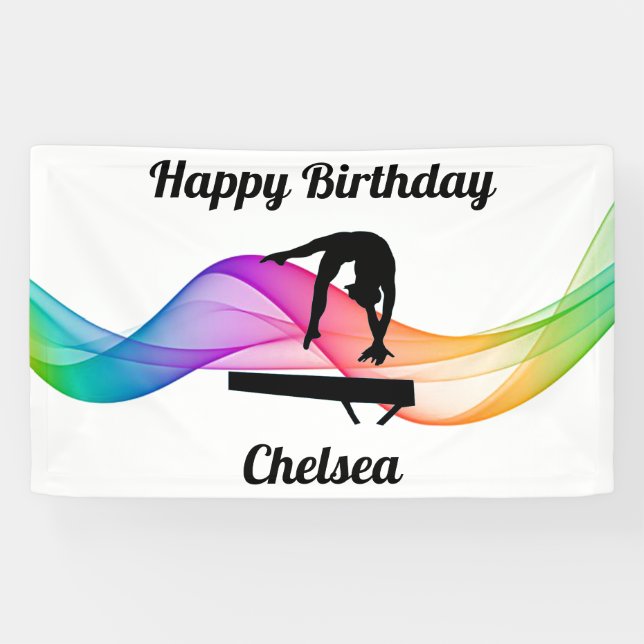 Gymnastikleuchte "Happy Birthday" farbenfroher Swi Banner (Horizontal)