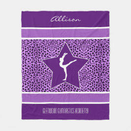 Gymnastiklila Cheetah-Druck mit Monogramm Fleecedecke