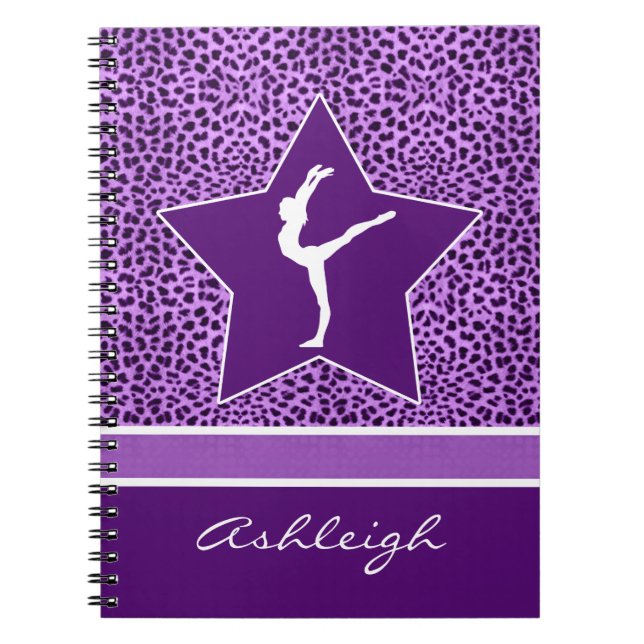 Gymnastiklila Cheetah-Druck mit Monogramm Notizblock (Vorderseite)