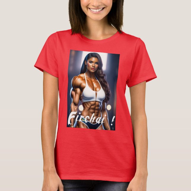 Gymnastikmädchen in Firehai tragen Bikini T-Shirt (Vorderseite)