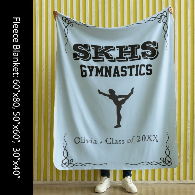 Gymnastikteam Schwarzer Text Fleece Große Decke (Gymnastics Team Black Text Fleece Med Blanket)