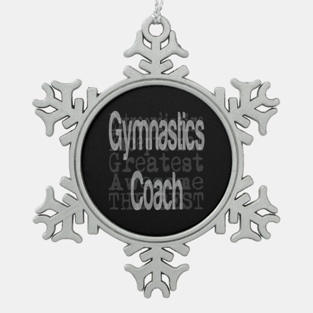 Gymnastiktrainer Schneeflocken Zinn-Ornament (Vorderseite)