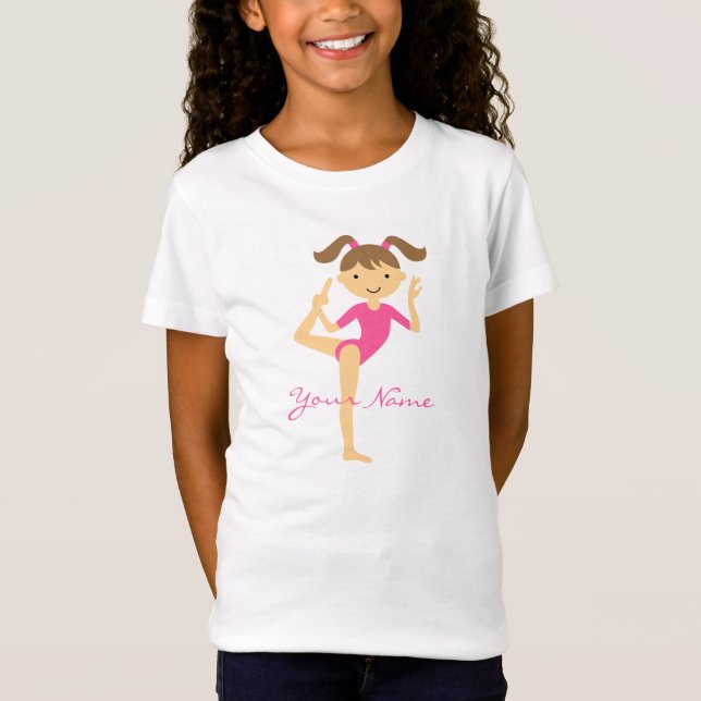 Gymnastisches Mädchen mit braunem Haar T-Shirt (Vorderseite)
