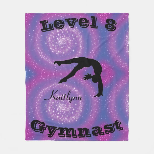 Gymnaststufe Fleece Blankon mit ihrem Level-# und  (Vorderseite)