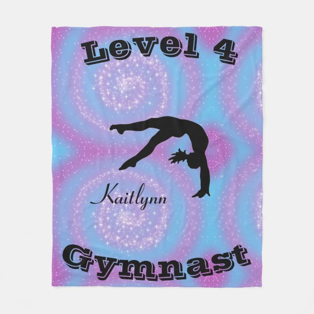 Gymnaststufe Fleece Blankon mit ihrem Level-# und  (Vorderseite)