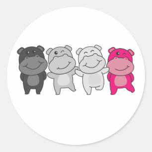 Gynephilia Flag Pride Lgbtq Niedlich Hippo Classic Runder Aufkleber