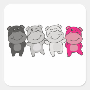 Gynephilia Flag Pride Lgbtq Niedlich Hippo Square Quadratischer Aufkleber