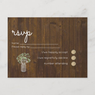 Gypsophila Babys Breath Simple Wedding RSVP Einladungspostkarte