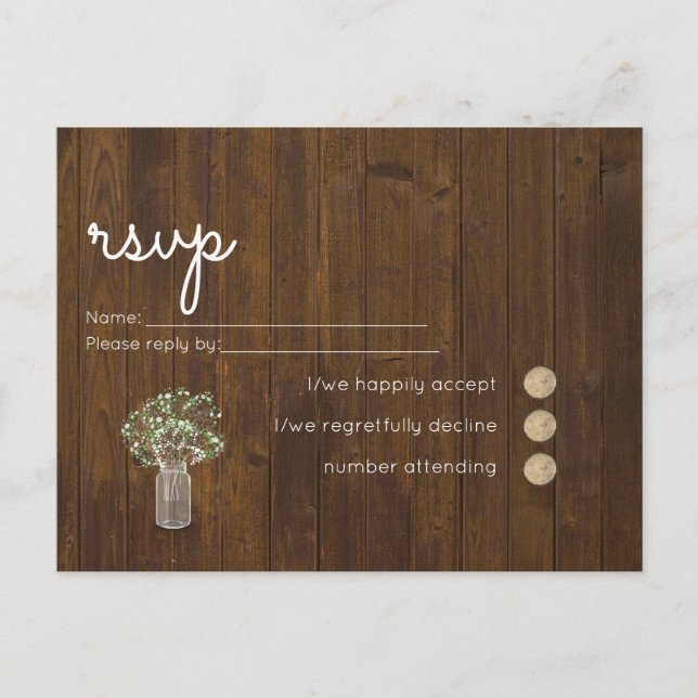 Gypsophila Babys Breath Simple Wedding RSVP Einladungspostkarte (Vorderseite)