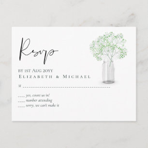 Gypsophila Babys Breath Simple Wedding RSVP Postkarte