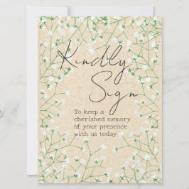 Gypsophila Blume Rustic Kindly Sign Gästebuch Feiertagskarte