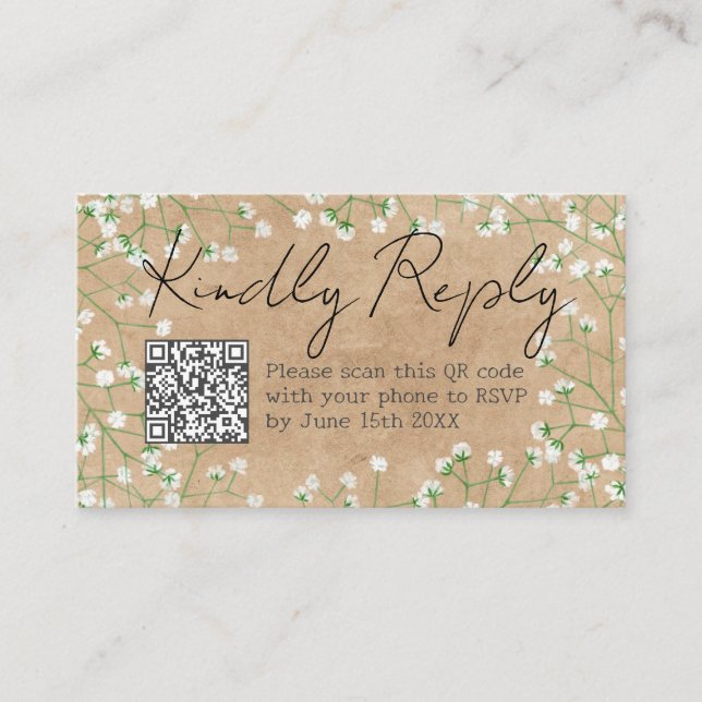 Gypsophila Blume Rustikale Kindly Antwort Online-U Begleitkarte (Vorderseite)