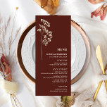 Gypsophila Dark Red Gipskraut Wedding Menu Menükarte<br><div class="desc">Dunkelrotes Rübenfarbenmenü mit weißem Text und Darstellung der Gipsablaga auf verlassen.</div>