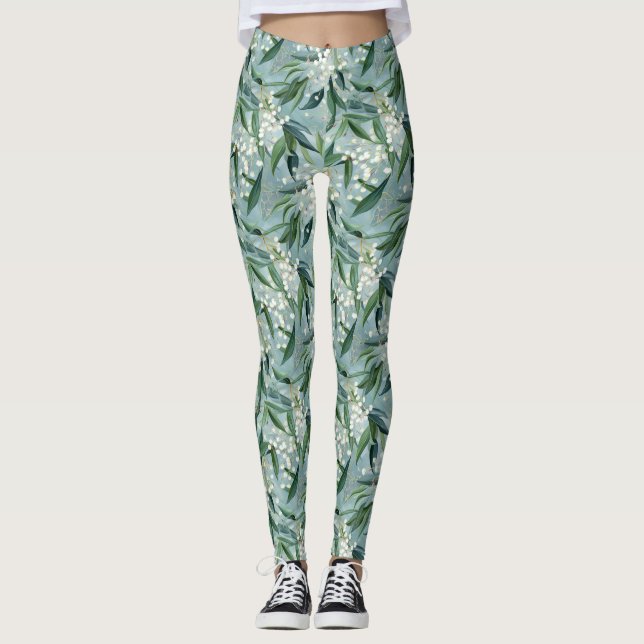 Gypsophila & Eukalyptus Leaf Multimedia-Druck Leggings (Vorderseite)