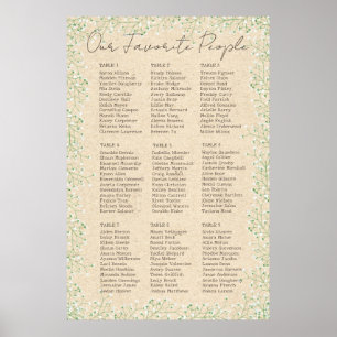 Gypsophila Floral Rustic Wedding Chart Poster