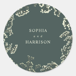 Gypsophila Green Wedding Napkins Runder Aufkleber